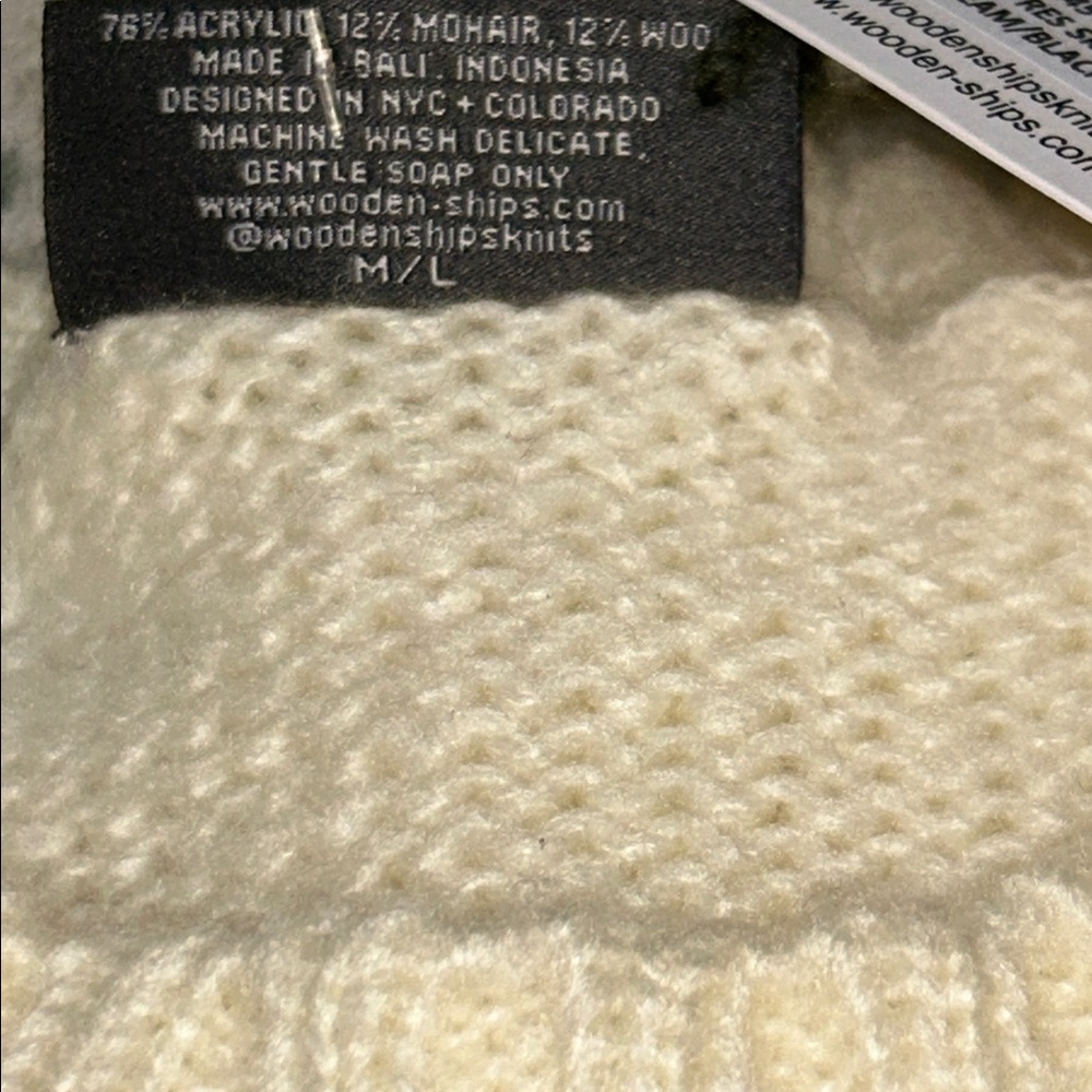 NWT Wooden Ships Après Ski Crew Neck knit Sweater n Cream/Black Sz M/L - Picture 9 of 16
